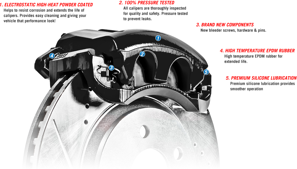 Picture of 2019 Ford F-250 Super Duty Limited BRAKEWORLD POWDER COATED REPLACEMENT CALIPERS BLACK Front Caliper 200049B