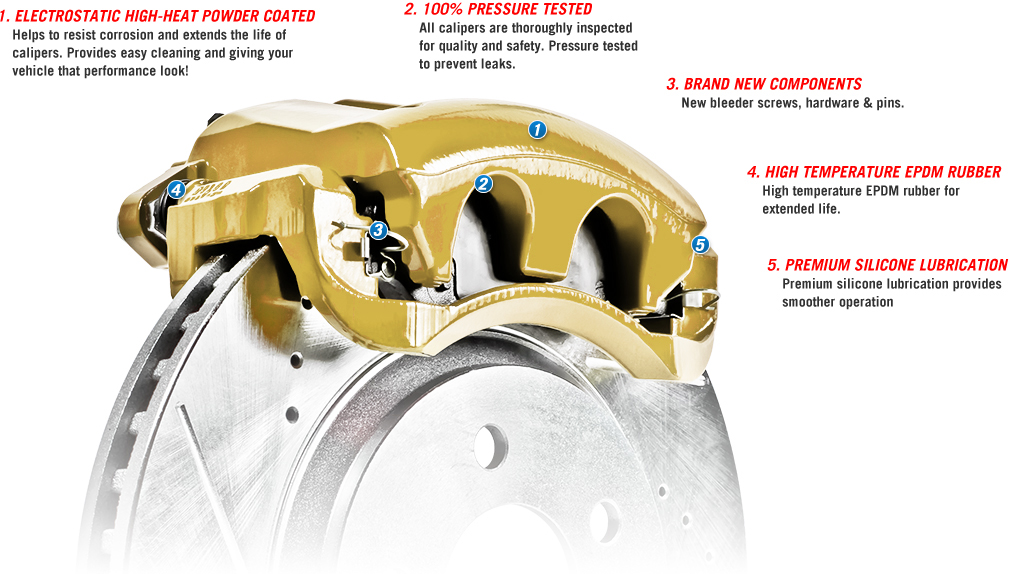 Picture of 2020 Cadillac CT5 V BRAKEWORLD POWDER COATED REPLACEMENT CALIPERS GOLD Rear Caliper 98003.98004G